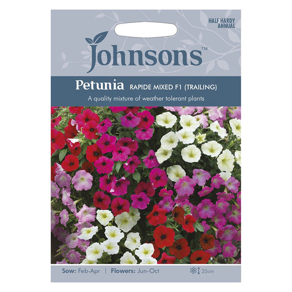 Johnsons Petunia Rapide Mixed F1 (Trailing) Seeds - DeWaldens Garden Centre