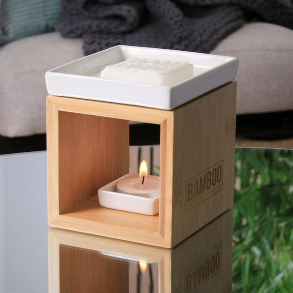 Bamboo Wax Melt Warmer (Light Wood) - DeWaldens Garden Centre