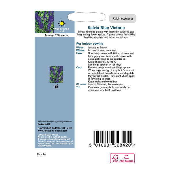 Johnsons Salvia Blue Victoria Seeds - DeWaldens Garden Centre