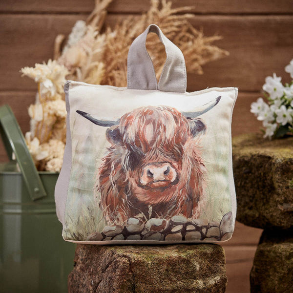 Dougal Highland Cow Doorstop (Velour Fabric) - DeWaldens Garden Centre