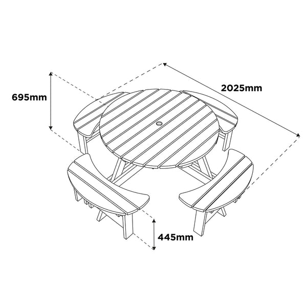 Appleton Round Picnic Bench - DeWaldens Garden Centre