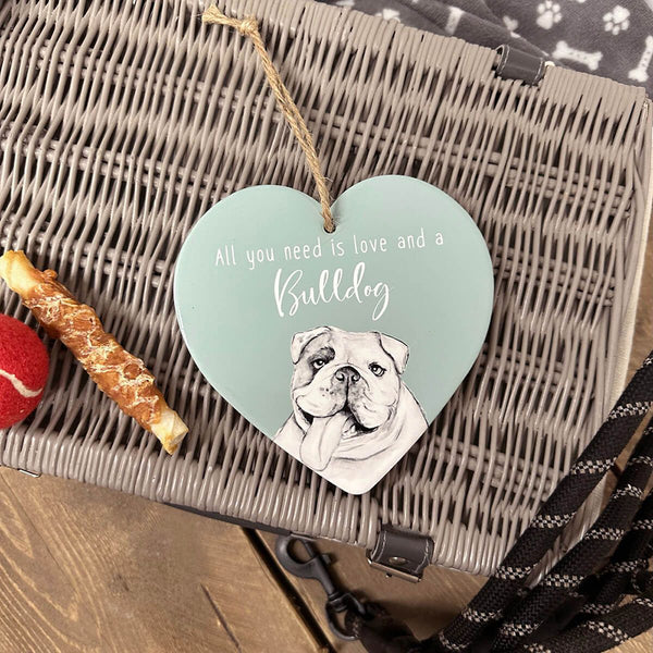 Dog Heart Hanger - All You Need (Green & Greyscale Ceramic) - DeWaldens Garden Centre