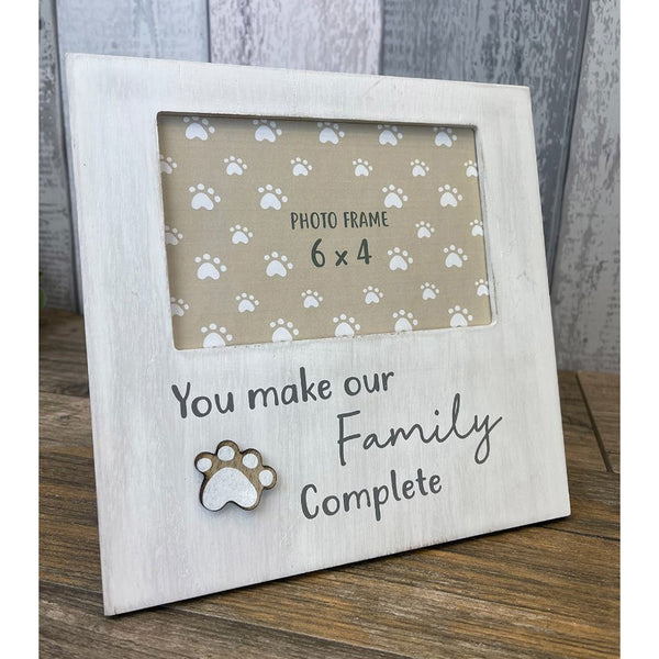 Animal Family Photo Frame Whitewashed Wood with Pawprint - DeWaldens Garden Centre