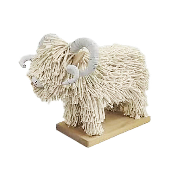 Baaarnaby Ram Mini Sculpture Jute Bleached Standing - DeWaldens Garden Centre