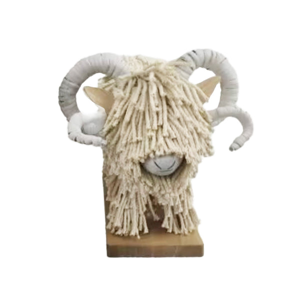 Baaarnaby Ram Mini Sculpture Jute Bleached Standing - DeWaldens Garden Centre