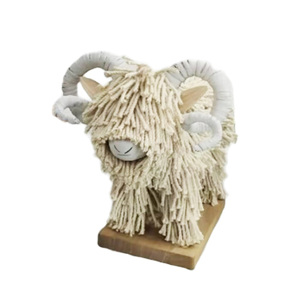 Baaarnaby Ram Mini Sculpture Jute Bleached Standing - DeWaldens Garden Centre