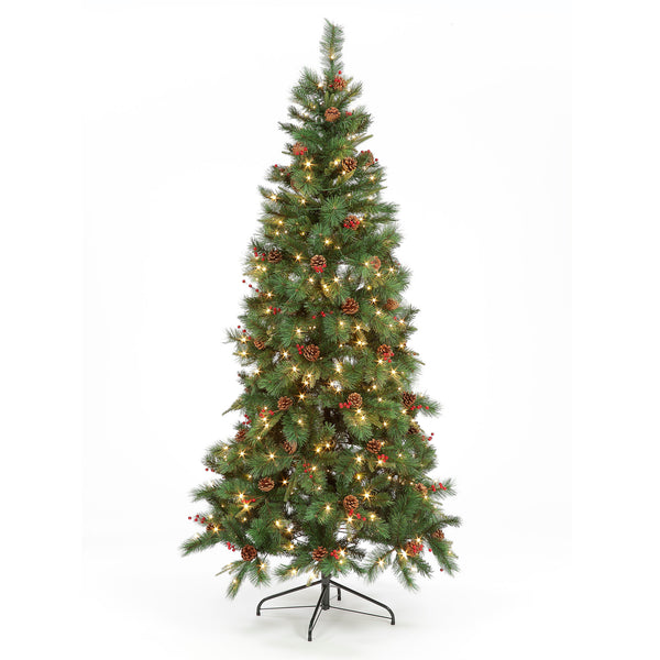 Pre-Lit Cranberry Pine Tree with Warm White LED's - DeWaldens Garden Centre