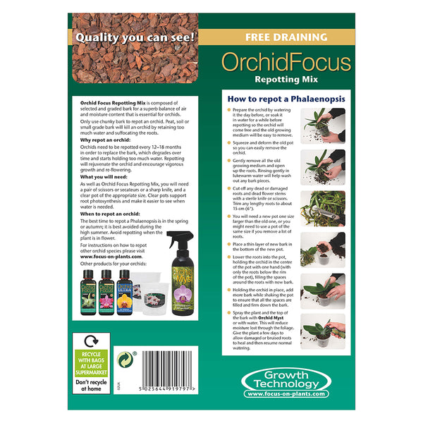 Growth Technology Orchid Focus Peat Free Repotting Mix 8L - DeWaldens Garden Centre