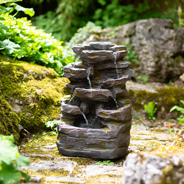 Easy Fountain Solar Day Water Feature - Rock Falls - DeWaldens Garden Centre