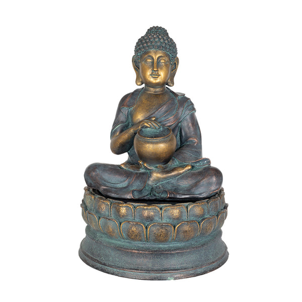 Easy Fountain Solar Day & Night Water Feature - Sitting Buddha - DeWaldens Garden Centre