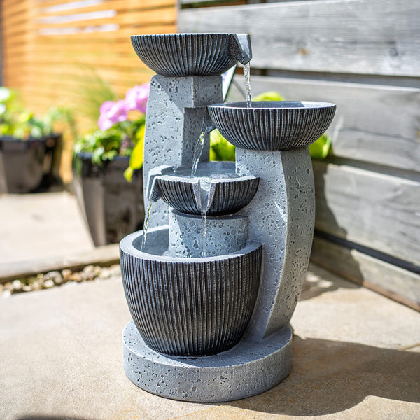 Easy Fountain Solar Day & Night Water Feature - Greek Columns - DeWaldens Garden Centre