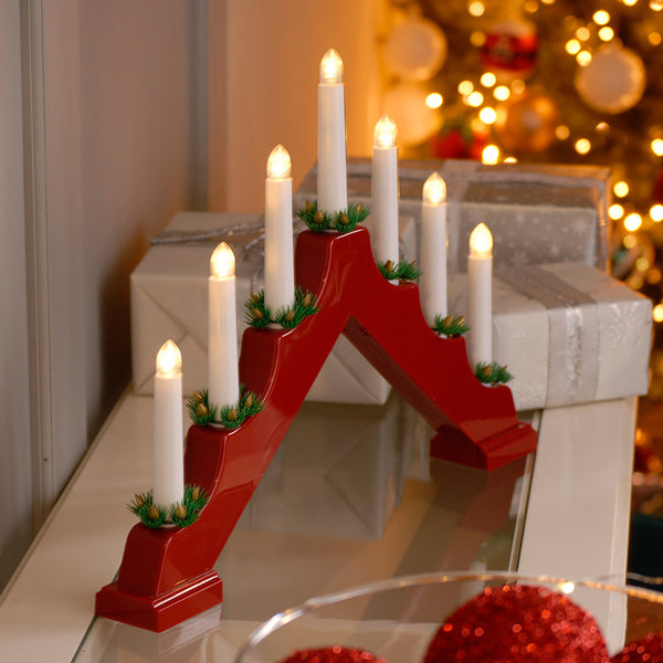 Festive Battery Operated Candle Bridge - 7 Candles - DeWaldens Garden Centre