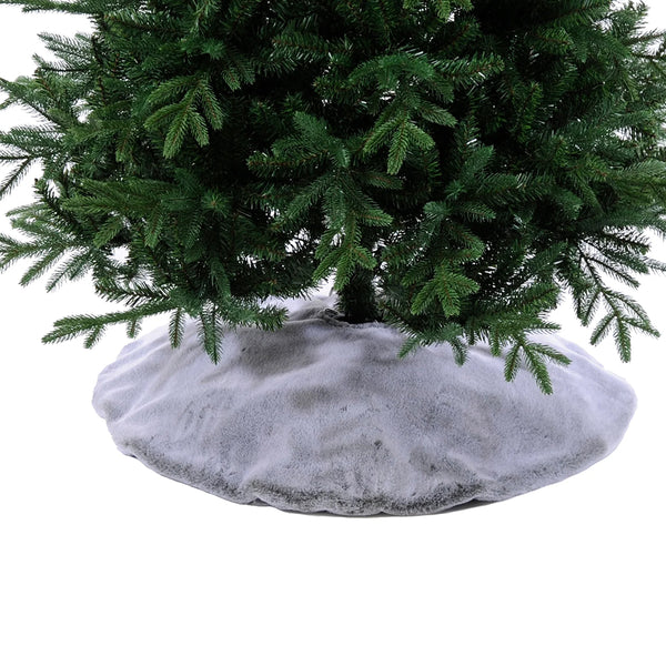 Festive 90cm Grey Faux Fur Tree Skirt - DeWaldens Garden Centre