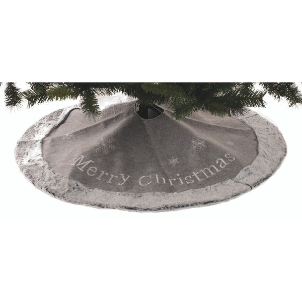 Festive 100cm Grey Faux Fur Tree Skirt - DeWaldens Garden Centre