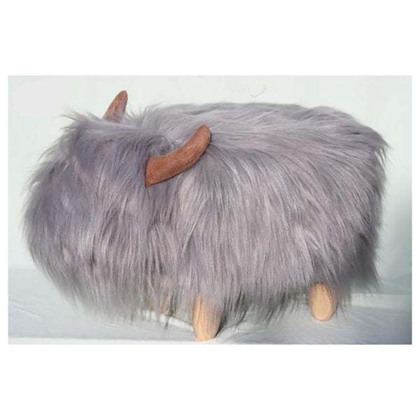 Georgette The Grey Highland Cow Footstool - DeWaldens Garden Centre