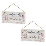 Grandparents Off & On Duty Pretty Flowers Spin Wood Plaque - DeWaldens Garden Centre