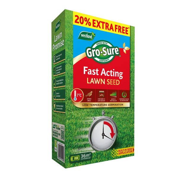 Gro-Sure Fast Acting Lawn Seed 30m2 Plus 20% Extra Free - DeWaldens Garden Centre