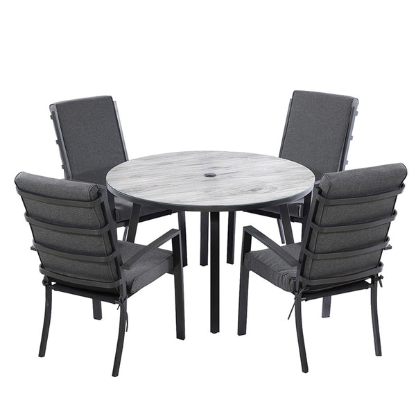 Hartman Vienna 4 Seat Round Dining Set With Parasol & Base - DeWaldens Garden Centre
