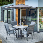 Hartman Vienna 4 Seat Round Dining Set With Parasol & Base - DeWaldens Garden Centre
