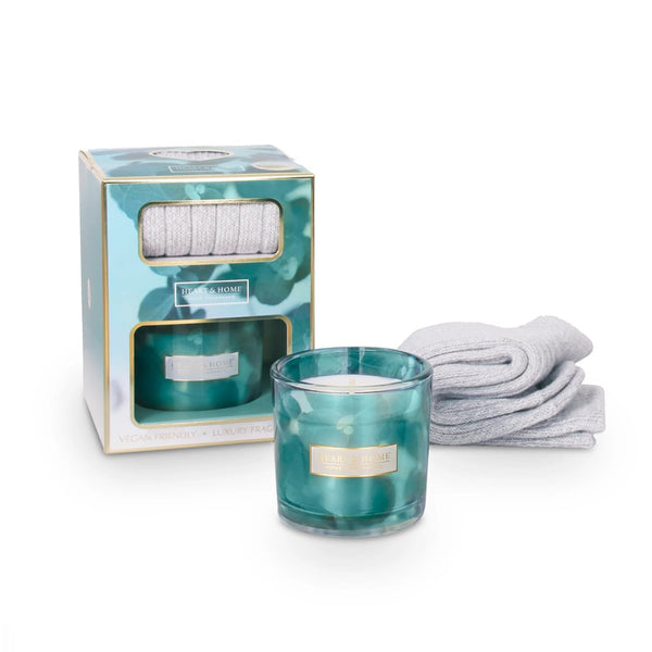 Heart & Home Candle & Socks Gift Set - Tranquility - DeWaldens Garden Centre