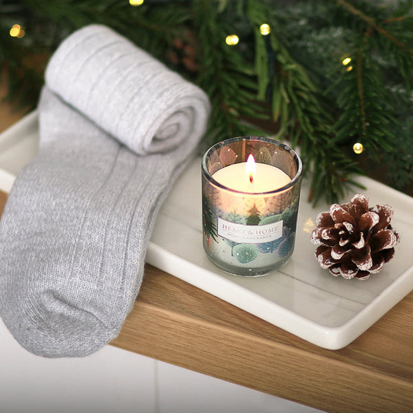 Heart & Home Winter Candle & Socks Gift Set W25 - DeWaldens Garden Centre
