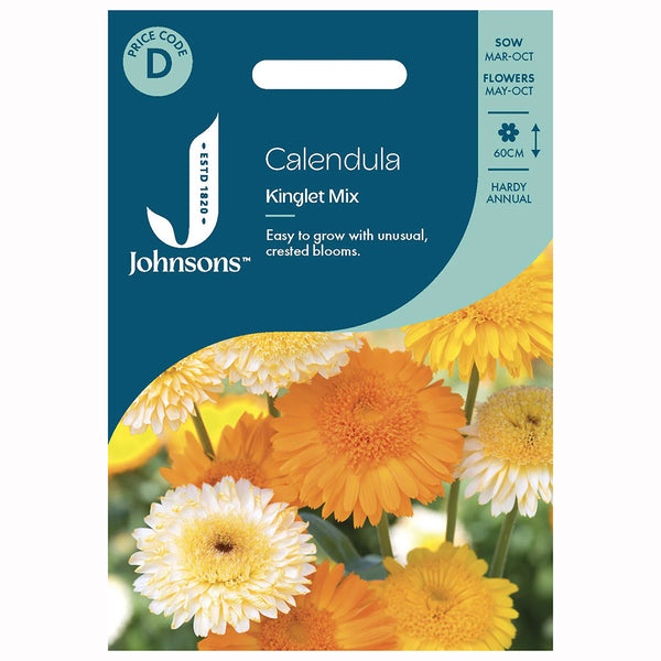 Johnsons Calendula Kinglet Mixed Seeds - DeWaldens Garden Centre