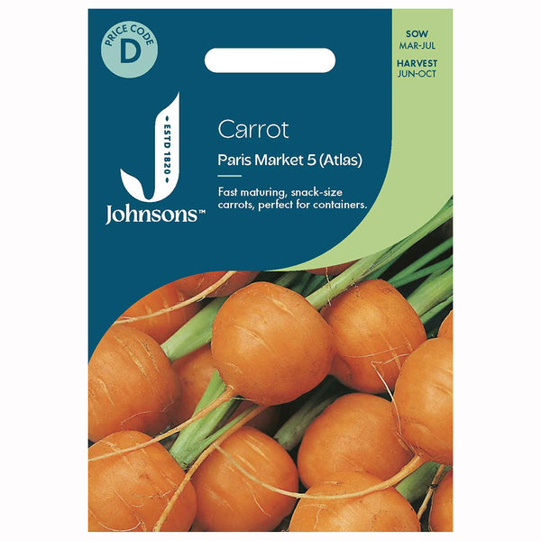 Johnsons Carrot Paris Market 5 (Atlas) Seeds - DeWaldens Garden Centre