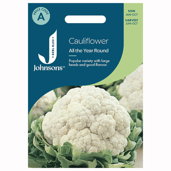 Johnsons Cauliflower All The Year Round Seeds - DeWaldens Garden Centre