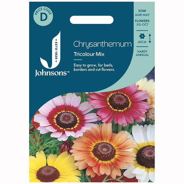 Johnsons Chrysanthemum Tricolour Mix Seeds - DeWaldens Garden Centre