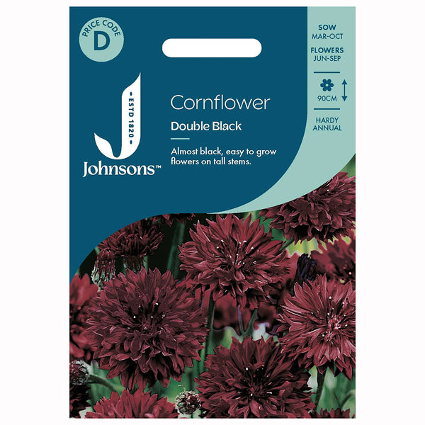 Johnsons Cornflower Double Black Seeds - DeWaldens Garden Centre