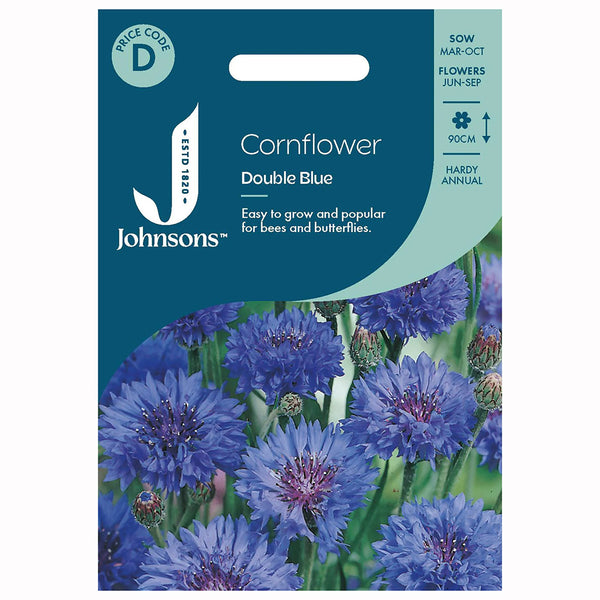 Johnsons Cornflower Double Blue Seeds - DeWaldens Garden Centre