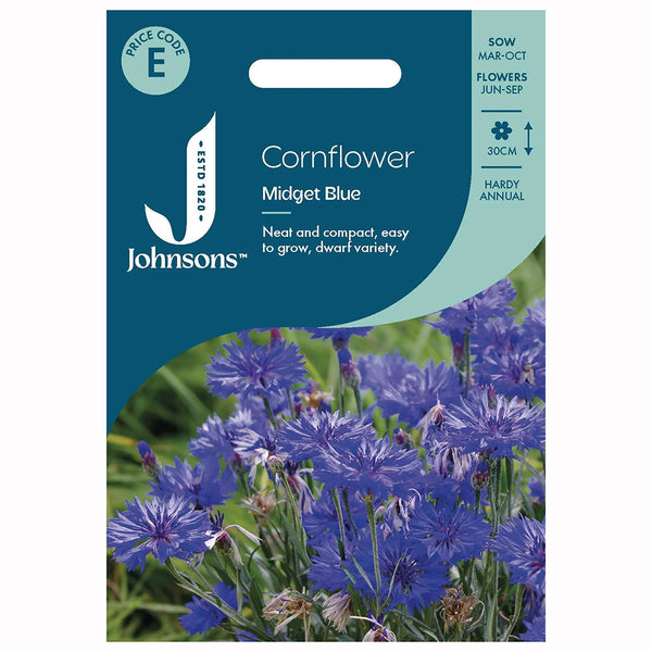 Johnsons Cornflower Midget Blue Seeds - DeWaldens Garden Centre