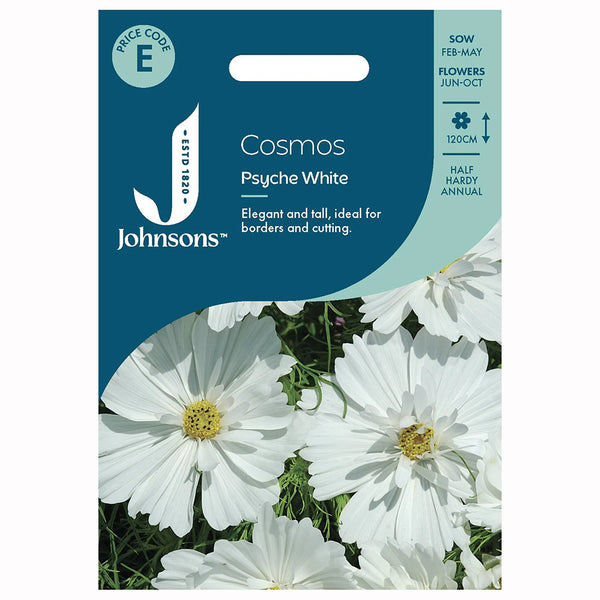 Johnsons Cosmos Psyche White Seeds - DeWaldens Garden Centre