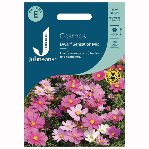 Johnsons Cosmos Dwarf Sensation Mixed Seeds - DeWaldens Garden Centre