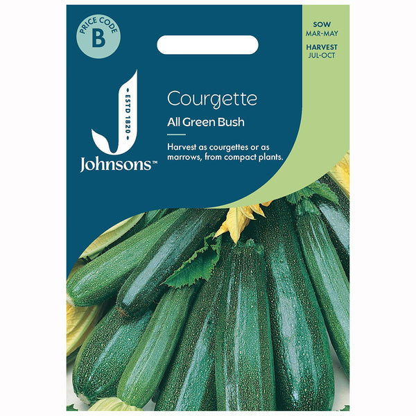 Johnsons Courgette All Green Bush Seeds - DeWaldens Garden Centre
