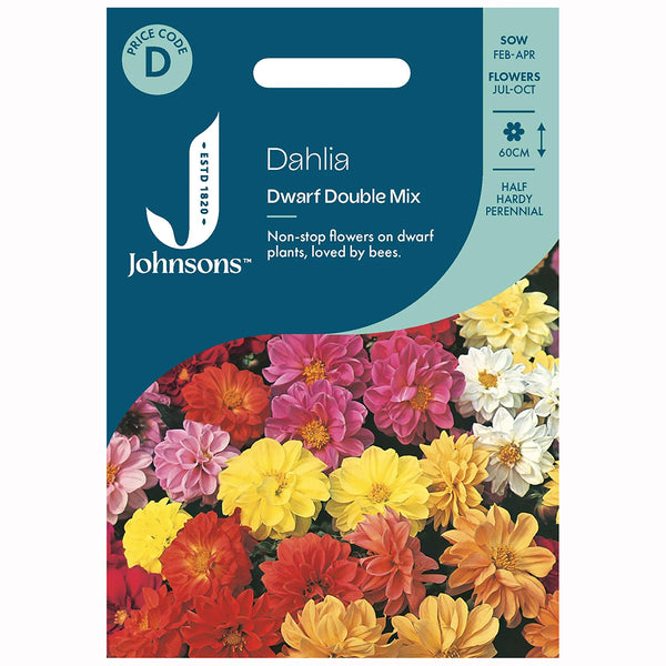 Johnsons Dahlia Dwarf Double Mixed Seeds - DeWaldens Garden Centre