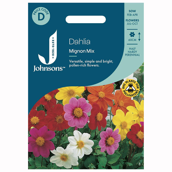 Johnsons Dahlia Mignon Mix Seeds - DeWaldens Garden Centre