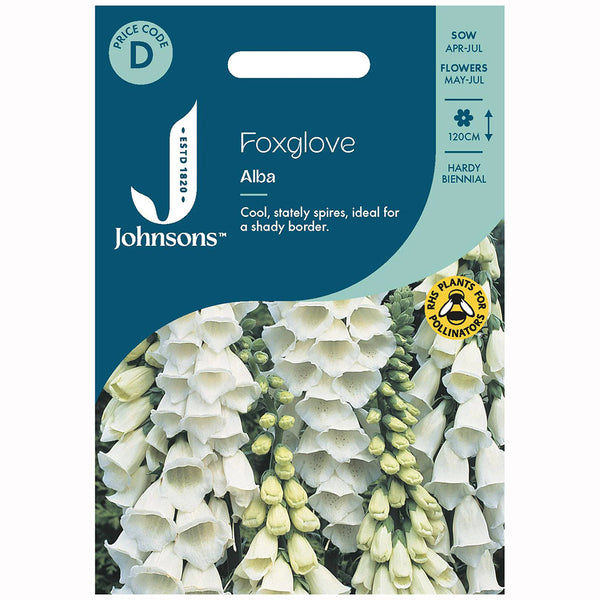 Johnsons Foxglove Alba Seeds - DeWaldens Garden Centre