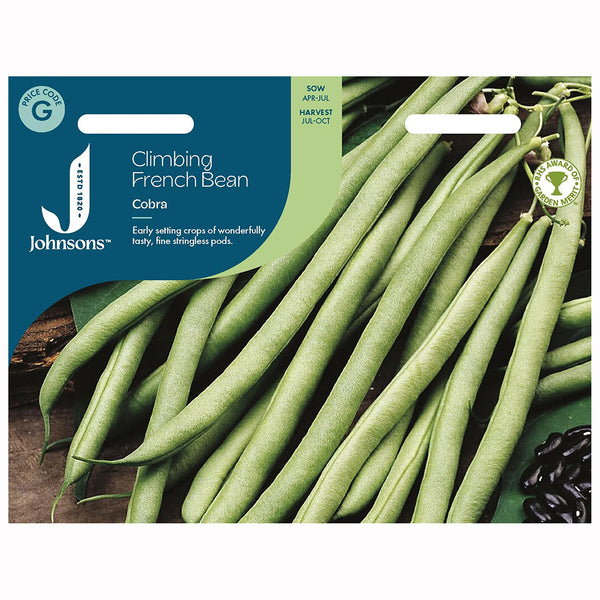 Johnsons Climbing French Bean Cobra Seeds - DeWaldens Garden Centre