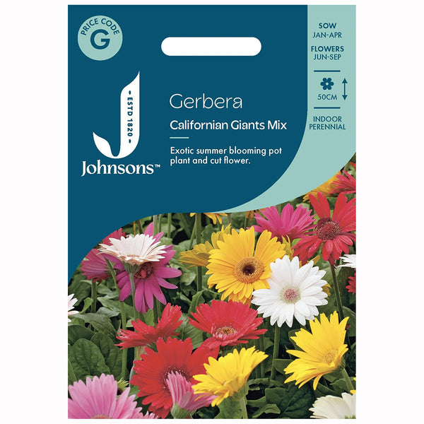 Johnsons Gerbera Californian Giants Mixed Seeds - DeWaldens Garden Centre