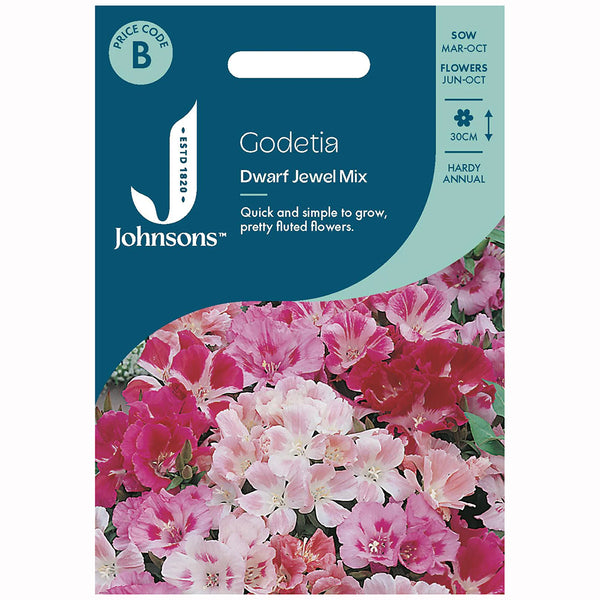 Johnsons Godetia Dwarf Jewel Mixed Seeds - DeWaldens Garden Centre