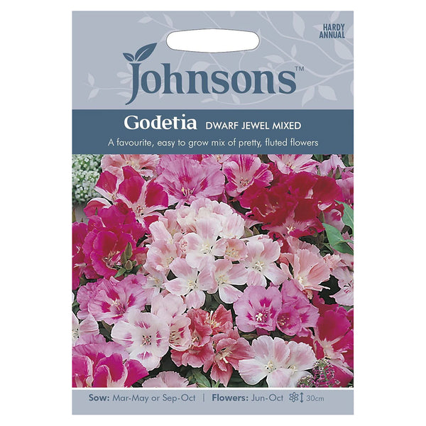 Johnsons Godetia Dwarf Jewel Mixed Seeds - DeWaldens Garden Centre