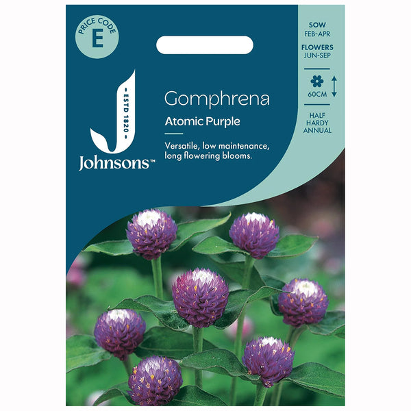 Johnsons Gomphrena Atomic Purple Seeds - DeWaldens Garden Centre