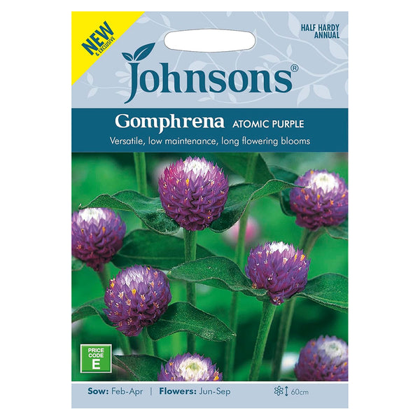 Johnsons Gomphrena Atomic Purple Seeds - DeWaldens Garden Centre