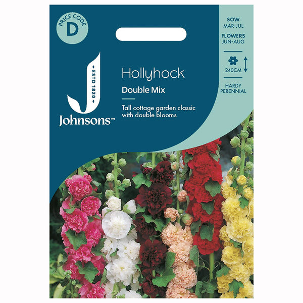 Johnsons Hollyhock Double Mixed Seeds - DeWaldens Garden Centre
