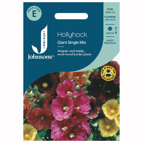 Johnsons Hollyhock Giant Single Mixed Seeds - DeWaldens Garden Centre