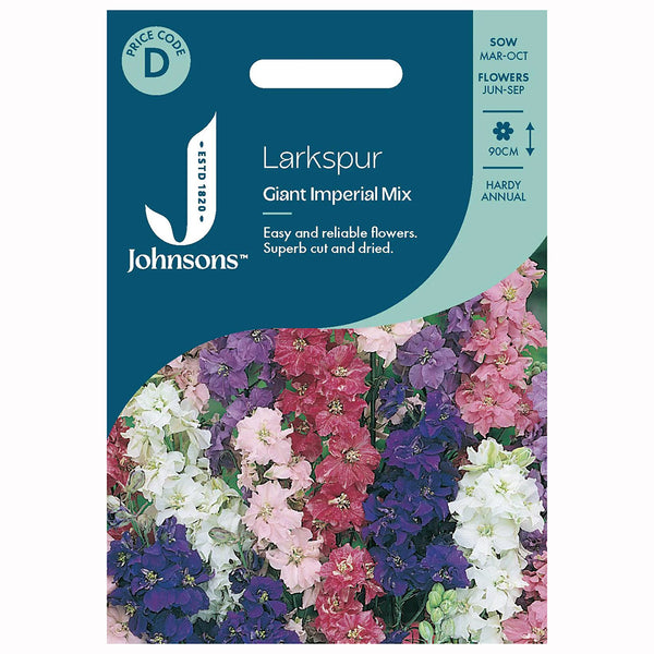 Johnsons Larkspur Giant Imperial Mixed Seeds - DeWaldens Garden Centre