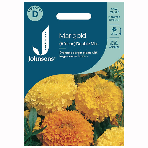 Johnsons Marigold (African) Double Mixed Seeds - DeWaldens Garden Centre