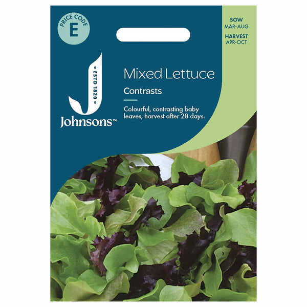 Johnsons Mixed Lettuce Contrasts Seeds - DeWaldens Garden Centre