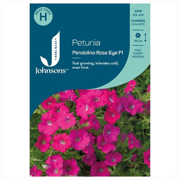 Johnsons Petunia Pendolino Rose Eye F1 Seeds - DeWaldens Garden Centre